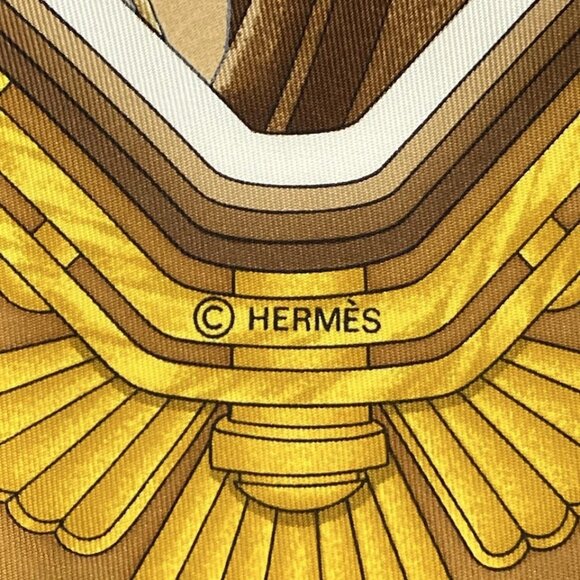 HERMES Carre 90 - Dark Brown White Multi Scarf 218-071325 - Picture 3 of 5